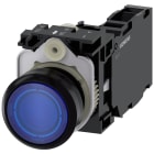 SIEMENS - Pulsante, illuminato, 22 mm, rotondo, in plastica, colore blu, 1NO+1NC, AC 230 V
