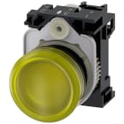 SIEMENS - Indicatore luminoso, 22 mm, rotondo, in plastica, colore giallo, gemma, liscia, AC 230 V