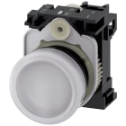 SIEMENS - Indicatore luminoso, 22 mm, rotondo, in plastica, colore bianco, gemma, liscia, AC 230 V 3SU11066AA601AA0