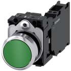 SIEMENS - Pulsante, 22 mm, rotondo, in metallo lucido, colore verde, bottone, 1NO+1NC