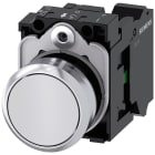 SIEMENS - Pulsante, 22 mm, rotondo, in metallo lucido, colore bianco, bottone, 1NO