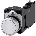 SIEMENS - Pulsante, 22 mm, rotondo, in metallo lucido, colore bianco, bottone, 1NO+1NC