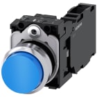 SIEMENS - Pulsante, 22 mm, rotondo, in metallo lucido, colore blu, bottone, 1NO+1NC