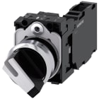 SIEMENS - Selettore, illuminabile, 22 mm, rotondo, in metallo lucido, bianco, 1NO+1NC