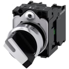 SIEMENS - Selettore, illuminabile, 22 mm, rotondo, in metallo lucido, bianco, 1NO+1NC