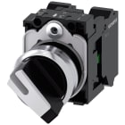 SIEMENS - Selettore, illuminabile, 22 mm, rotondo, in metallo lucido, bianco, 1NO+1NC