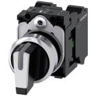 SIEMENS - Selettore, illuminabile, 22 mm, rotondo, in metallo lucido, bianco, 1NO, 1NO