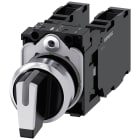 SIEMENS - Selettore, illuminabile, 22 mm, rotondo, in metallo lucido, bianco, 2x1NO+1NC