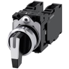 SIEMENS - Selettore, 22 mm, rotondo, in metallo, lucido, bianco, ad impulso, 1NO+1NO