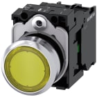 SIEMENS - Pulsante, illuminato, 22 mm, rotondo, in metallo lucido, colore giallo, bottone, 1NO