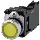 SIEMENS - Pulsante, illuminato, 22 mm, rotondo, in metallo lucido, colore giallo, bottone, 1NO+1NC