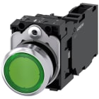 SIEMENS - Pulsante, illuminato, 22 mm, rotondo, in metallo lucido, colore verde, bottone, 1NO+1NC