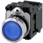 SIEMENS - Pulsante, illuminato, 22 mm, rotondo, in metallo lucido, colore blu, bottone, 1NO