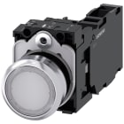 SIEMENS - Pulsante, illuminato, 22 mm, rotondo, in metallo lucido, colore bianco, bottone, 1NO+1NC