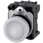 SIEMENS - Indicatore luminoso, 22 mm, rotondo, in metallo lucido, colore bianco, gemma, liscia, AC/DC 24 V