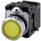SIEMENS - Pulsante, illuminato, 22 mm, rotondo, in metallo lucido, colore giallo, bottone, 1NO