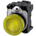 SIEMENS - Indicatore luminoso, 22 mm, rotondo, in metallo lucido, colore giallo, gemma, liscia, AC 110 V