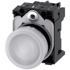 SIEMENS - Indicatore luminoso, 22 mm, rotondo, in metallo lucido, colore bianco, gemma, liscia, AC 110 V
