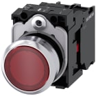 SIEMENS - Pulsante, illuminato, 22 mm, rotondo, in metallo lucido, rosso, 1NC