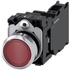 SIEMENS - Pulsante, illuminato, 22 mm, rotondo, in metallo lucido, colore rosso, 1NO+1NC