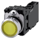 SIEMENS - Pulsante, illuminato, 22 mm, rotondo, in metallo lucido, colore giallo, 1NO+1NC