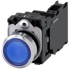 SIEMENS - Pulsante, illuminato, 22 mm, rotondo, in metallo lucido, colore blu, 1NO+1NC
