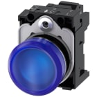 SIEMENS - Indicatore luminoso, 22 mm, rotondo, in metallo lucido, colore blu, gemma, liscia, AC 230 V