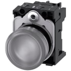 SIEMENS - Indicatore luminoso, 22 mm, rotondo, in metallo lucido, trasparente, gemma, liscia, AC 230 V