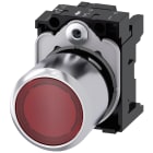 SIEMENS - Pulsante, illuminato, 22 mm, rotondo, in metallo lucido, colore rosso, trasparente