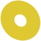 SIEMENS - Targhetta con dicitura rotonda per pulsante a fungo di ARRESTO DI EMERGENZA, colore giallo, diametro esterno 75 mm, diametro interno 23 mm
