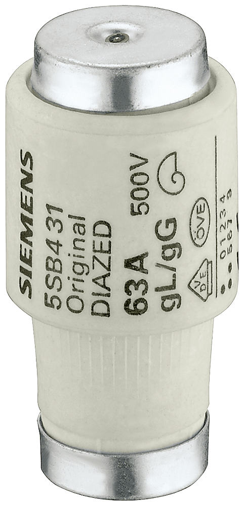 SIEMENS - Cartuccia fusibile DIAZED grandezza costruttiva DIII In=63A Un=AC 500V/DC 440V