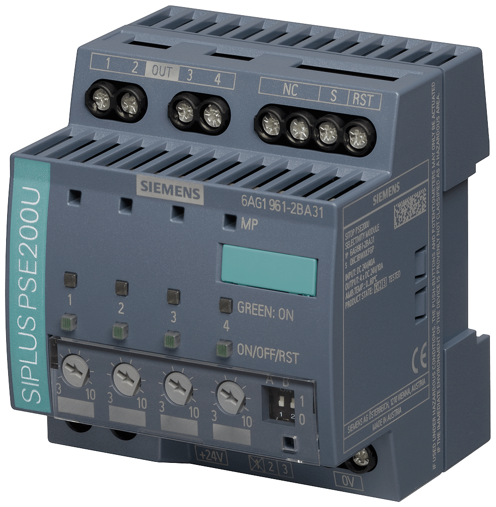SIEMENS - SIPLUS PS PSE200U 3A basato su 6EP1961-2BA31 con Conformal Coating, -25…+70°C, modulo selettivo ingresso a 4 canali: uscita DC 24 V: DC 24V/3A per ...