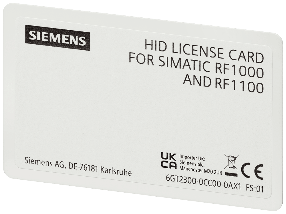 SIEMENS - scheda di licenza SIMATIC RF1000 HID transponder RF1100T con licenza singola per HID Proximity, Indala o Keri per SIMATIC RF1040R e reader SIMATIC ...