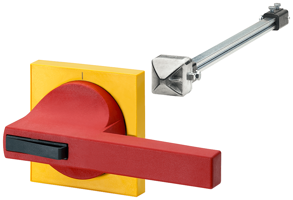 SIEMENS - Comando porta 8UC7, operatore colore rosso, mostrina frontale colore giallo per interruttori automatici 3VL7, 3VL8