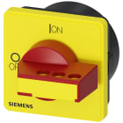 SIEMENS - Comando rotativo, rosso/giallo, 66x66 mm, bloccabile per fissaggio frontale su quattro fori