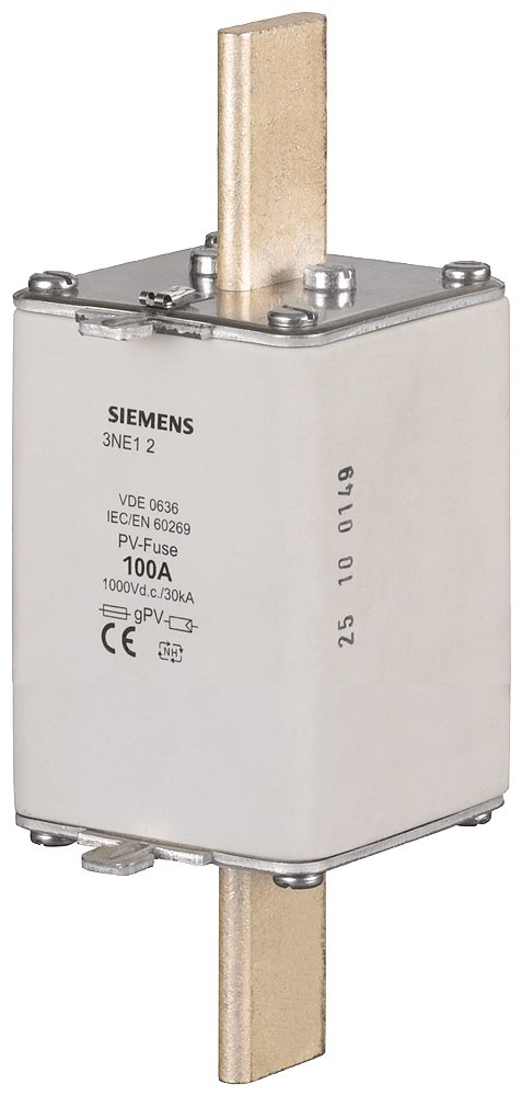 SIEMENS - Cartuccia fusibile per fotovoltaico, con contatti a coltello, NH1, In: 125 A, gPV, Un DC: 1000 V