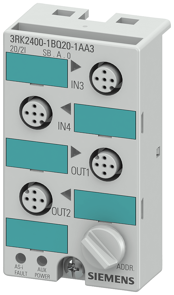 SIEMENS - modulo compatto AS-i K45 digitale slave A/B, 2DI/2DQ, IP67 2 x ingressi, max. 200 mA 2 x uscite, 2 A DC 24 V max. 3 A per tutte le uscite esecuzion...