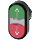 SIEMENS - Pulsante doppio, illuminato, 22 mm, rotondo, in plastica, colore verde: in alto, colore rosso: in basso