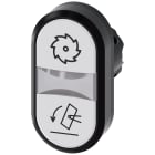 SIEMENS - Pulsante doppio, illuminato, 22 mm, rotondo, in plastica, colore bianco: simbolo Sega circolare
