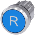 SIEMENS - Pulsante, 22 mm, rotondo, in metallo lucido, colore blu, iscrizione: R, bottone