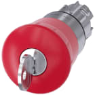 SIEMENS - Pulsante a fungo di ARRESTO DI EMERGENZA, 22 mm, rotondo, in metallo lucido, colore rosso, con serratura Ronis