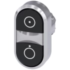 SIEMENS - Pulsante doppio, 22 mm, rotondo, in metallo lucido, colore nero: simbolo 5264, colore nero