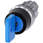 SIEMENS - Selettore a chiave O.M.R., 22 mm, rotondo, in metallo lucido, colore blu, estrazione chiave I+O+II
