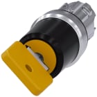 SIEMENS - Selettore a chiave O.M.R., 22 mm, rotondo, in metallo lucido, colore giallo, estrazione chiave O