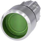 SIEMENS - Pulsante luminoso, 22 mm, rotondo, in metallo, lucido, verde, ghiera, sporgente, ad impulso