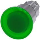 SIEMENS - Pulsante a fungo, illuminato, 22 mm, rotondo, in metallo lucido, colore verde, 40 mm