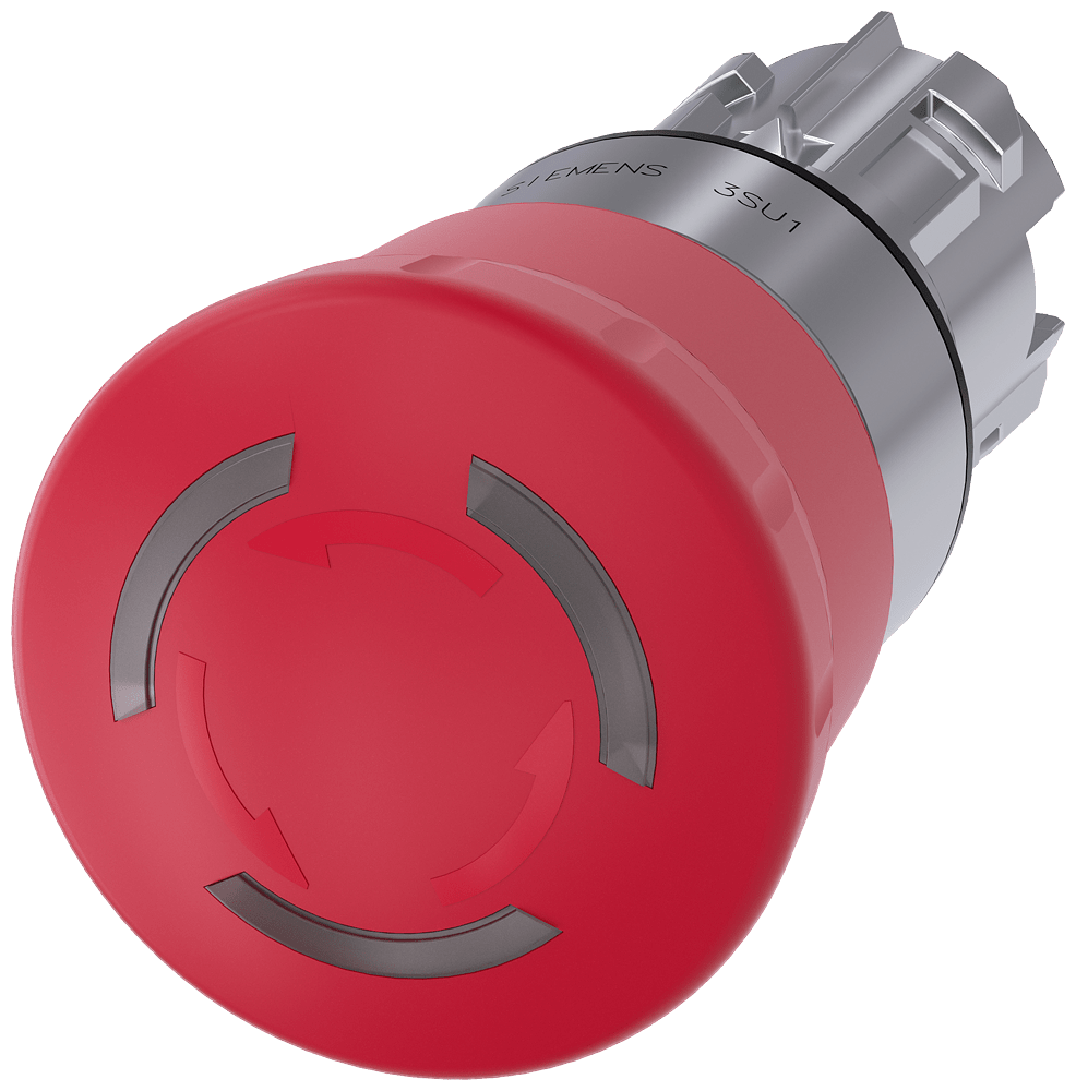 SIEMENS - PULS. FUNGO ARR. EMER. LUM., 40MM, ROSSO 3SU10511HB200AA5