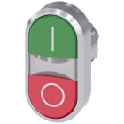 SIEMENS - Pulsante doppio, illuminato, 22 mm, rotondo, in metallo lucido, colore verde: I, colore rosso: O