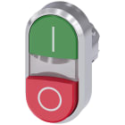 SIEMENS - Pulsante doppio, illuminato, 22 mm, rotondo, in metallo lucido, colore verde: I, colore rosso: O