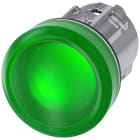 SIEMENS - indicatore luminoso, 22 mm, rotondo, in metallo, lucido, verde, lente, liscio, opalescente, per una luminosità ridotta